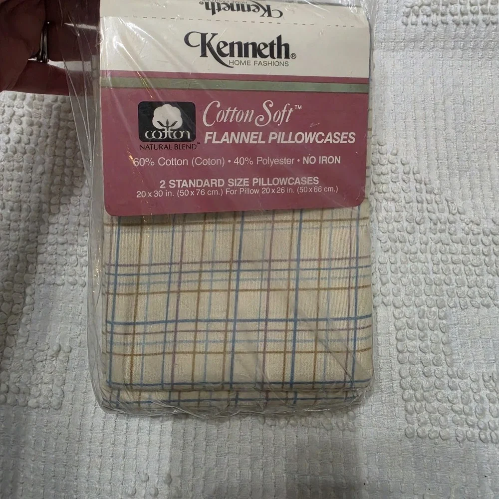 Kenneth‎ Home Fashions Flannel Pillowcases Cotton Blend Vintage New Soft